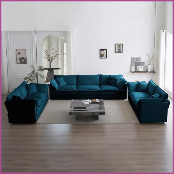 Modern 3-Piece Chenille Sofa Set – 2+3 Seater Modular Couches for Living Room, Plush Comfort with Solid Wood Frame