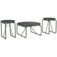 thumbnail image 1 of Modern 3 Piece Coffee Table Set with Side Tables, Metal Base, Charcoal- Saltoro Sherpi, 1 of 5