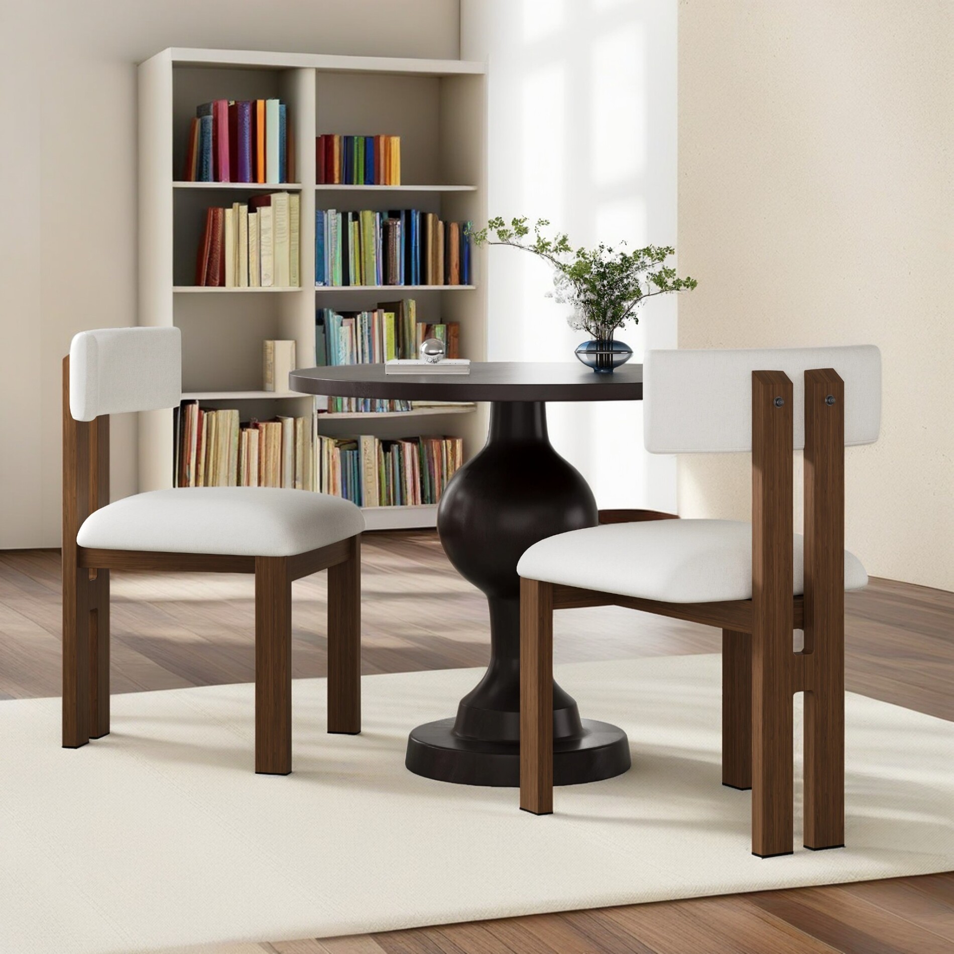 Modern 3-Piece Dining Set with Upholstered Chairs and Round Table for ...
