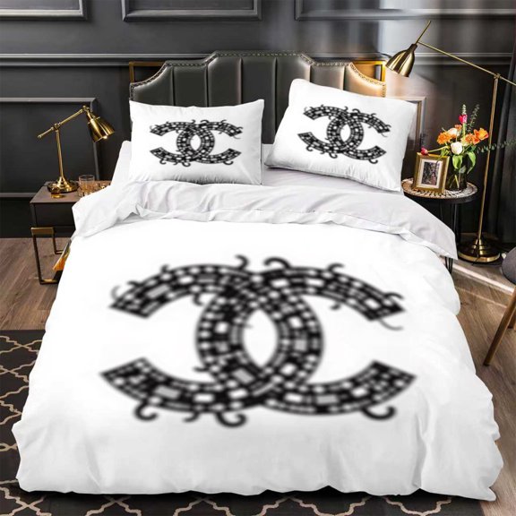 Modern 3-Piece Duvet Cover Set with Elegant Blurred Design White Bedding Dark Upholstered Headboard Perfect for Stylish Bedrooms