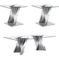 thumbnail image 1 of Modern 3-Piece Glass Coffee Table and End Table Set, High-Transparency Tempered Glass Top and Irregular Stainless Steel Double Base, Cocktail Table, for Living Rooms, Reception Areas, 1 of 6