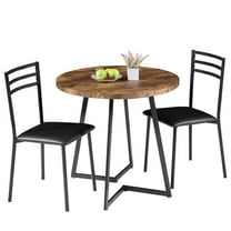 Modern 3 Piece Round Dining Table Set for 2, Faux Marble Top, Metal Frame, Space-Saving Kitchen Table Set