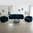 thumbnail image 1 of Modern 3-Piece Sofa Set with 2 Accent Chairs & 3-Seater Sofa, Breathable Chenille Fabric, Sturdy Wood Frame, Modular Design for Living Room Comfort - Blue, 1 of 9