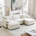 thumbnail image 1 of Modern 3-Pieces Corduroy Sofa Set, 3-Seat Sofa with 2 Ottoman, Living Room U Shape Combination 3-Seater Sofa, Upholstery Deep Seat Sofa Couch for Apartment, Office, Living Space, Beige, 1 of 9