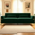 thumbnail image 1 of Modern 3-Seat Emerald Green Velvet Sofa with Gold Accents - Perfect for Living Room (220×80×75cm), 1 of 18