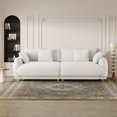 Modern 3Seat Teddy Wool Sofa with 4 Throw Pillows and Hardware Feet