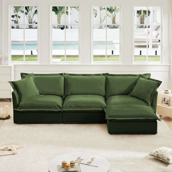 Modern 3 Seater Chenille , Deep Seat With Convertible For Entertainment Area Slipcovered Couch, Living Room Music