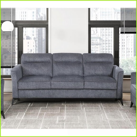 Modern 3-Seater Dark Gray Microfiber Sofa - Living Room Couch with Pocket Coils & Metal Legs | Dark Gray | Microfiber/Microsuede | Plywood