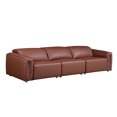 Modern 3Seater Leather Sofa with Adjustable Headrests Brown, Extra