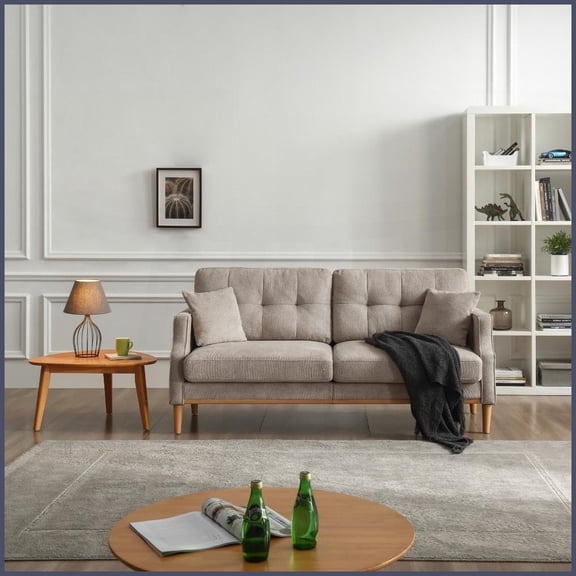 Modern 3-Seater Living Room Sofa with Waterproof Polyester Fabric & USB Charge Ports