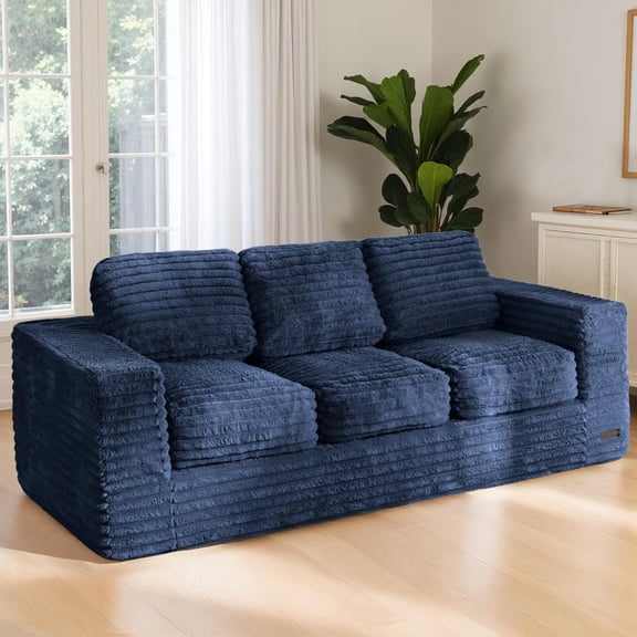 Modern 3-Seater Sofa Couch, Luxury Upholstered Living Room Sofa in a Box, Soft High-Density Foam Lounger with Pillows, Boneless Couch for Apartment, Lounge Room