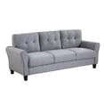 thumbnail image 1 of Modern 3-Seater Sofa, Linen Upholstered 3-Seater Sofa Couch with Wood Frame and Durable Legs for Living Room, Bedroom and Office, 79.9"D x 30"W x 34.5"H, Easy Assembly, Light Grey-Blue, 1 of 7
