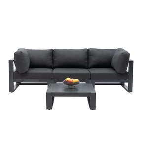Modern 3 Seater Sofa Outdoor Sectional Sofa Set with Coffee Table Patio Conversation Sofa Set