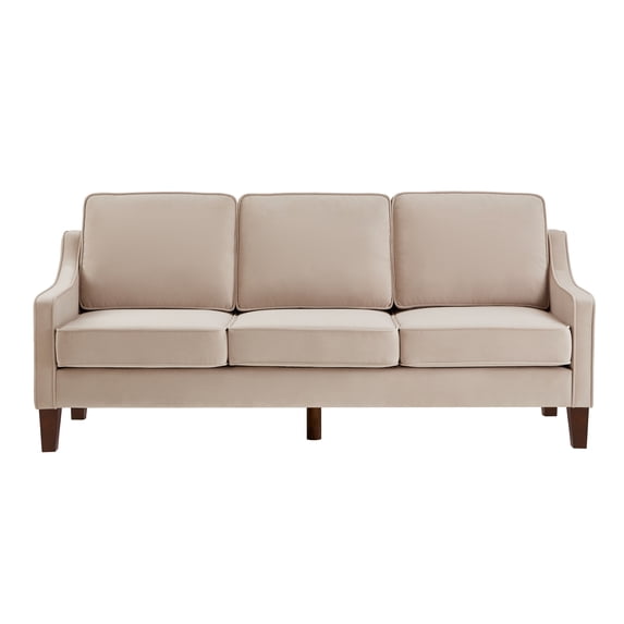 Modern 3 Seater Velvet Sofa, Upholstered Couch with Removable Cushions and Wood Legs for Living Room Office Apartment