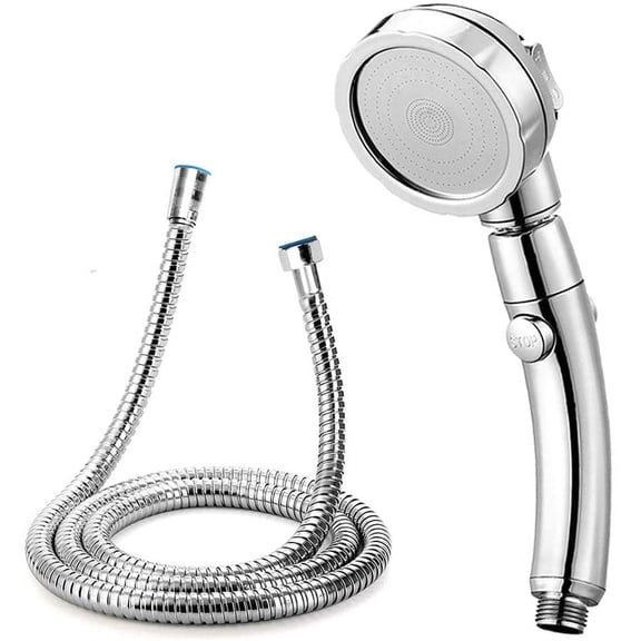 Modern 3-Setting Detachable Shower Head with 59-Inch Hose, High Pressure Water Saving, 360 Rotating Adjustable Handheld Shower Head with ON/OFF Switch and 3 Spray Modes, Chrome Finish