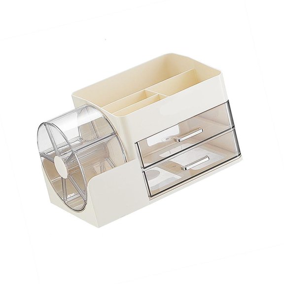 Modern 3 Step Rotating Makeup Stand With Open Shelf And Smooth Sliding Sections For Bathroom Bedroom Decor