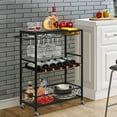 thumbnail image 1 of Modern 3-Tier Kitchen Rolling Wine Cart Glass Stemware Rack Wine Bottle Holders, 1 of 9