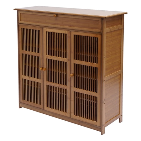 Modern 3-Tier Wood Shoe Rack Shoes Storage Cabinet Dustproof Hold 25 Pairs Floor Standing