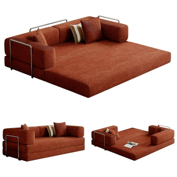 Modern 3-seater living room compression sofa,Orange
