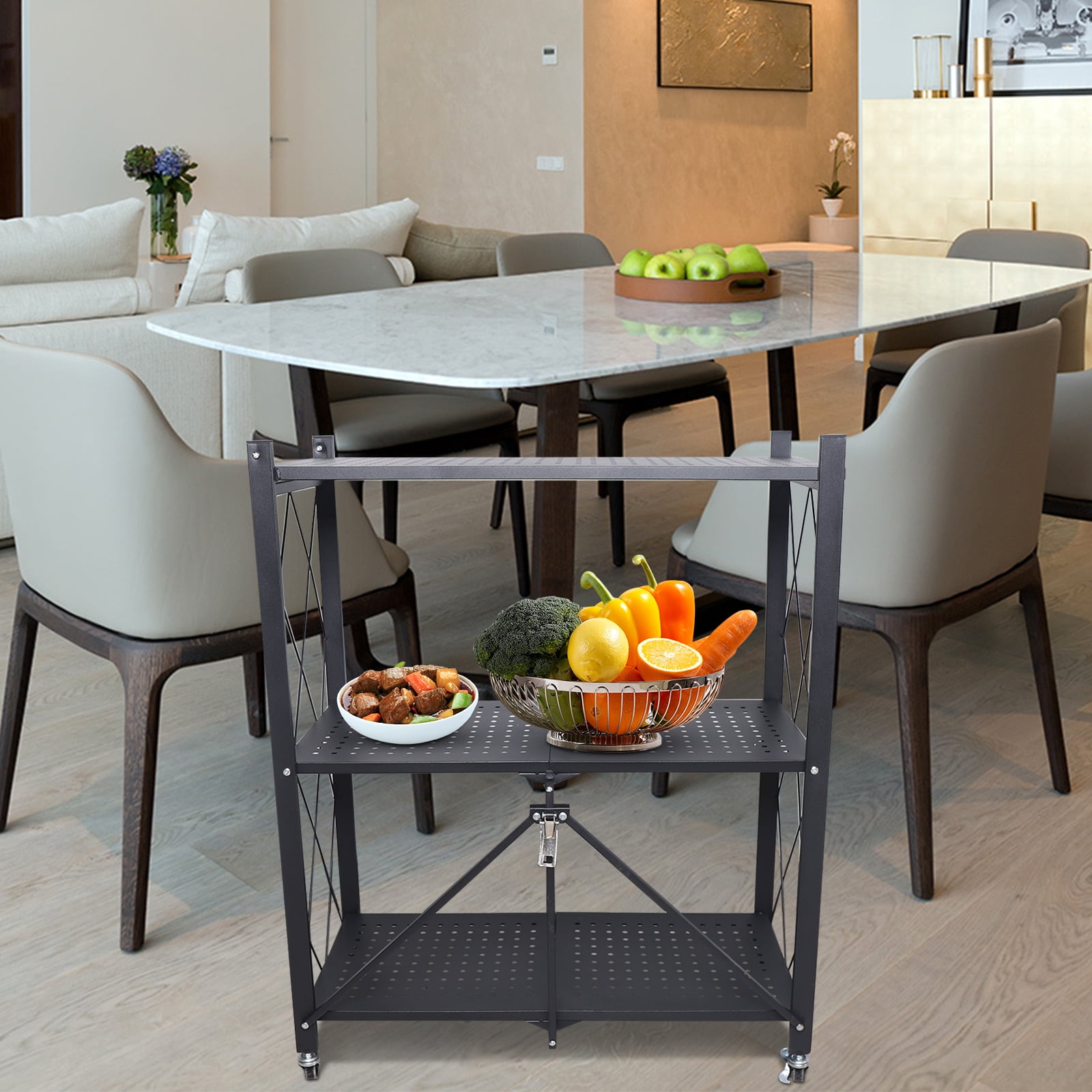 Storage Rack Leg Modern 3-tier Storage Rack Storage Rack with Wheels, Kitchen Shelf ...