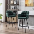 thumbnail image 1 of Modern 30" Bar Stools Set of 2 with Back, Velvet Upholstered Counter Height Barstools Kitchen Counter Island Stools with Metal Footrest for Kitchen Island, Green, 1 of 14