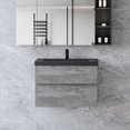 thumbnail image 1 of Modern 30" Wall-Mounted Bathroom Vanity in Grey with Black Quartz Sand Top Basin, 1 of 15