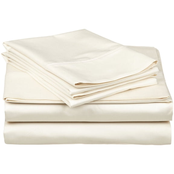 Modern 300-Thread Count Durable Long-Staple Cotton Solid Casual Deep Pocket Sheet Set, King, Ivory by Blue Nile Mills