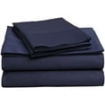 thumbnail image 1 of Modern 300-Thread Count Durable Long-Staple Cotton Solid Casual Deep Pocket Sheet Set, Queen, Navy Blue by Blue Nile Mills, 1 of 1