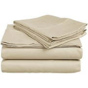 Modern 300-Thread Count Durable Long-Staple Cotton Solid Casual Deep Pocket Sheet Set, Twin, Tan by Blue Nile Mills