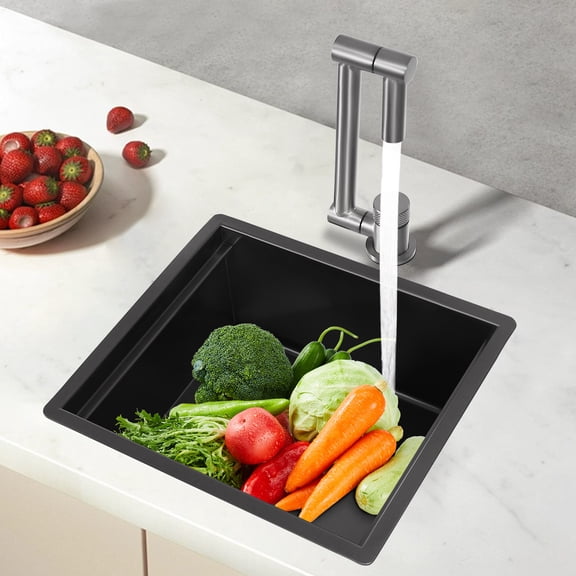 Modern 304 Stainless Steel Sink, Rectangular Bar Sink, Black Kitchen Sink 11.4*13*6.5in for Homes