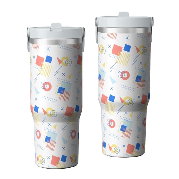 Modern 30oz Handheld Travel Tumbler with Handle – Double Wall Stainless Steel Insulated Cup, Flip Straw Lid, Leak-Proof & BPA-Free for Hot and Cold Drinks – Durable Coffee & Juice Mug White