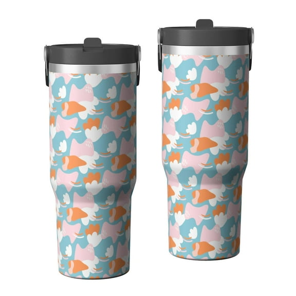 Modern 30oz Handheld Travel Tumbler with Handle – Double Wall Stainless Steel Insulated Cup, Flip Straw Lid, Leak-Proof & BPA-Free for Hot and Cold Drinks – Durable Coffee & Juice Mug White