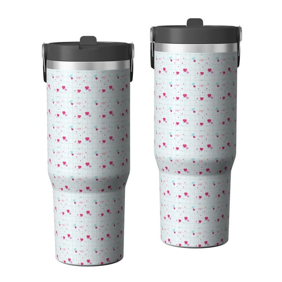Modern 30oz Handheld Travel Tumbler with Handle – Double Wall Stainless Steel Insulated Cup, Flip Straw Lid, Leak-Proof & BPA-Free for Hot and Cold Drinks – Durable Coffee & Juice Mug White