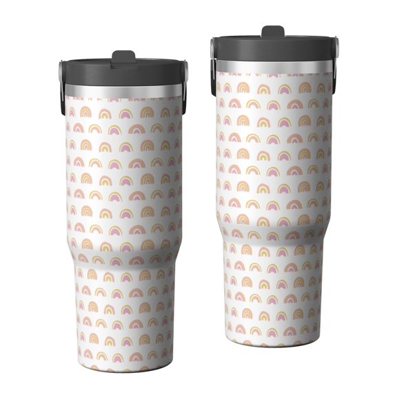 Modern 30oz Handheld Travel Tumbler with Handle – Double Wall Stainless Steel Insulated Cup, Flip Straw Lid, Leak-Proof & BPA-Free for Hot and Cold Drinks – Durable Coffee & Juice Mug White