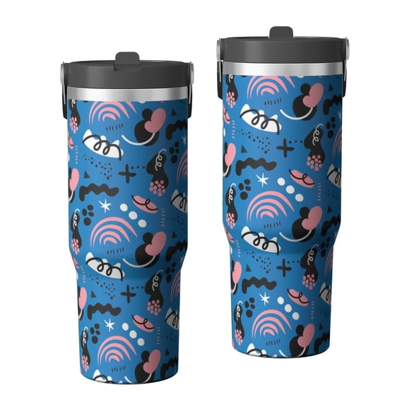 Modern 30oz Handheld Travel Tumbler with Handle – Double Wall Stainless Steel Insulated Cup, Flip Straw Lid, Leak-Proof & BPA-Free for Hot and Cold Drinks – Durable Coffee & Juice Mug White