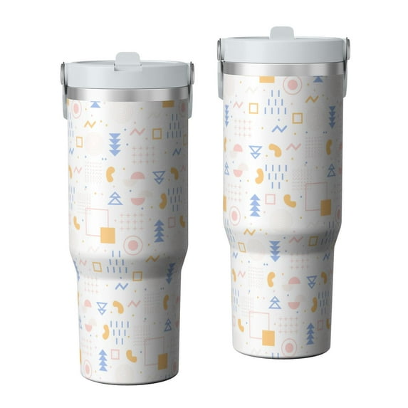 Modern 30oz Handheld Travel Tumbler with Handle – Double Wall Stainless Steel Insulated Cup, Flip Straw Lid, Leak-Proof & BPA-Free for Hot and Cold Drinks – Durable Coffee & Juice Mug White