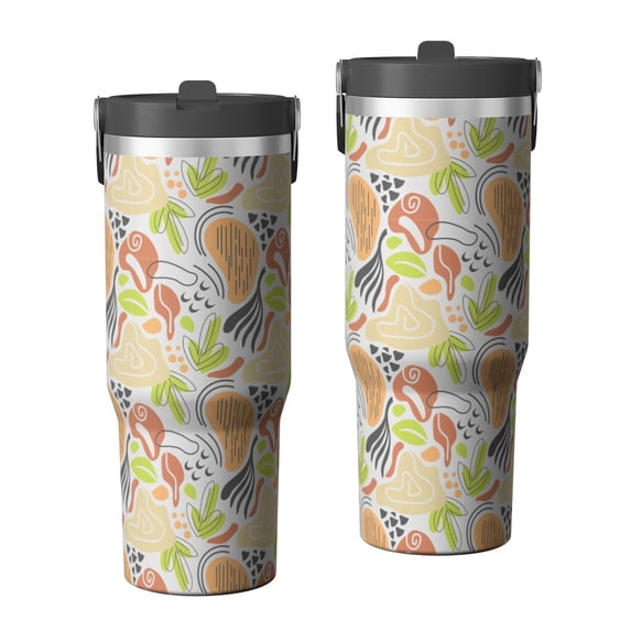 Modern 30oz Handheld Travel Tumbler with Handle – Double Wall Stainless Steel Insulated Cup, Flip Straw Lid, Leak-Proof & BPA-Free for Hot and Cold Drinks – Durable Coffee & Juice Mug White