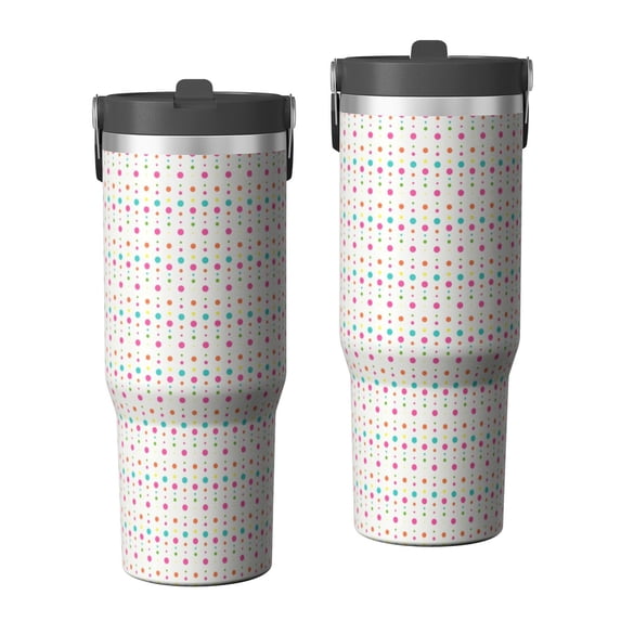 Modern 30oz Handheld Travel Tumbler with Handle – Double Wall Stainless Steel Insulated Cup, Flip Straw Lid, Leak-Proof & BPA-Free for Hot and Cold Drinks – Durable Coffee & Juice Mug White