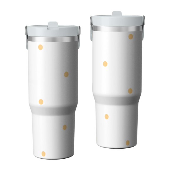 Modern 30oz Handheld Travel Tumbler with Handle – Double Wall Stainless Steel Insulated Cup, Flip Straw Lid, Leak-Proof & BPA-Free for Hot and Cold Drinks – Durable Coffee & Juice Mug White