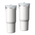 thumbnail image 1 of Modern 30oz Handheld Travel Tumbler with Handle – Double Wall Stainless Steel Insulated Cup, Flip Straw Lid, Leak-Proof & BPA-Free for Hot and Cold Drinks – Durable Coffee & Juice Mug White, 1 of 7
