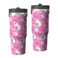 thumbnail image 1 of Modern 30oz Handheld Travel Tumbler with Handle – Double Wall Stainless Steel Insulated Cup, Flip Straw Lid, Leak-Proof & BPA-Free for Hot and Cold Drinks – Durable Coffee & Juice Mug White, 1 of 7