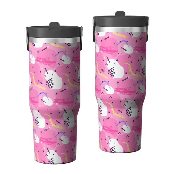 Modern 30oz Handheld Travel Tumbler with Handle – Double Wall Stainless Steel Insulated Cup, Flip Straw Lid, Leak-Proof & BPA-Free for Hot and Cold Drinks – Durable Coffee & Juice Mug White