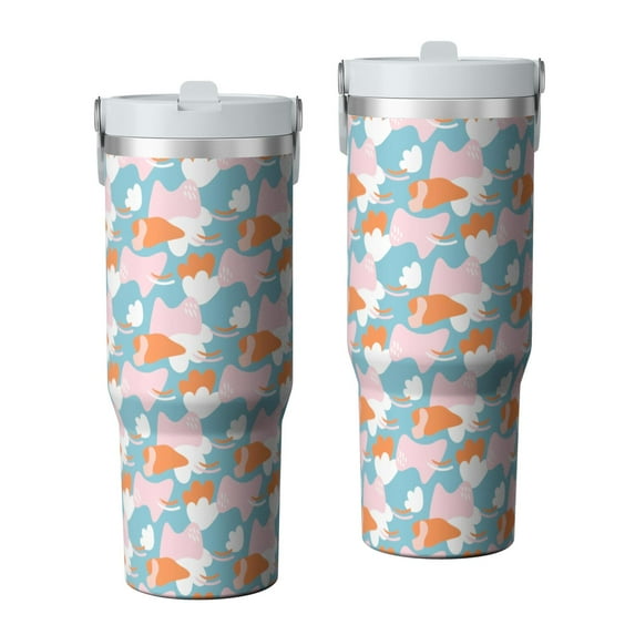 Modern 30oz Handheld Travel Tumbler with Handle – Double Wall Stainless Steel Insulated Cup, Flip Straw Lid, Leak-Proof & BPA-Free for Hot and Cold Drinks – Durable Coffee & Juice Mug White