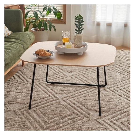 Modern 31.5 Square Coffee Table - Minimalist Wood Center Table with Rounded Corners, Small Low Table for Living Room & Small Spaces, Aesthetic Accent Table, Natural Wood
