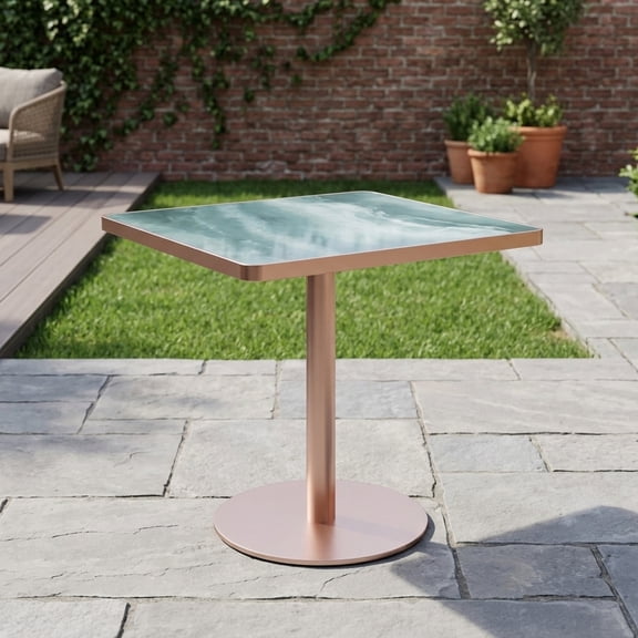 Modern 31.5" Square Dining Table with Sintered Stone Top - Faux Marble Finish