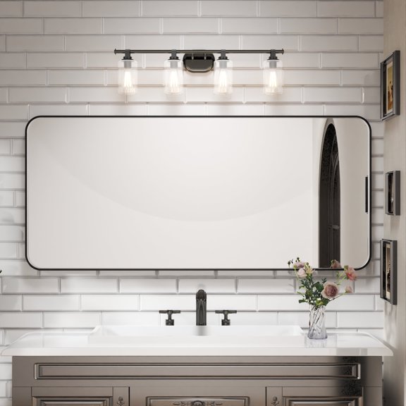 Modern 32*72 Inch Mirror in Sleek Black Aluminum Frame
