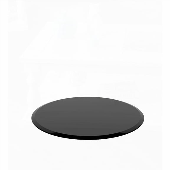 Modern 32" Inch Round Tempered Glass Table with Beveled Polished Edge and 1/2" Inch Thick Black Glass