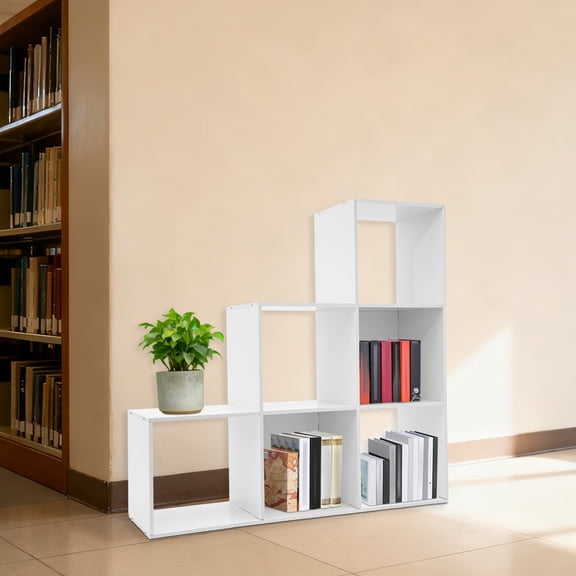 Modern 35.43*11*35.43in Free Standing PVC Board L-Shape White Storage Bookcasefor Reading Rooms