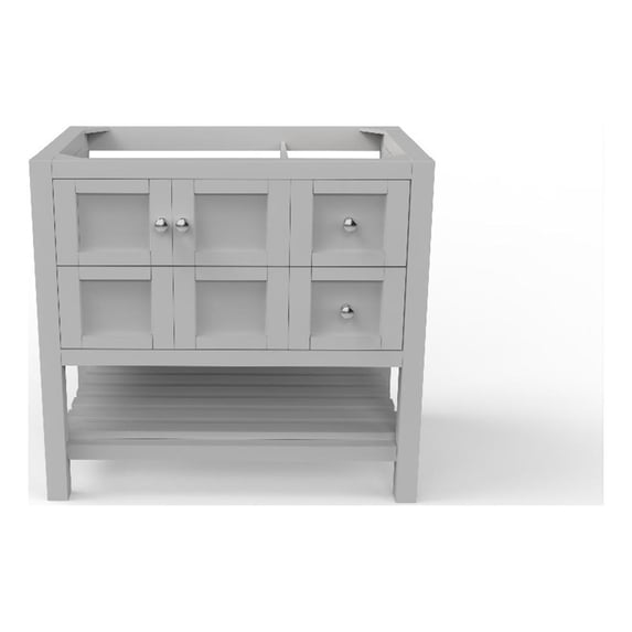 Modern 36" Alicia Gray Wood Vanity Base with Chrome Handles