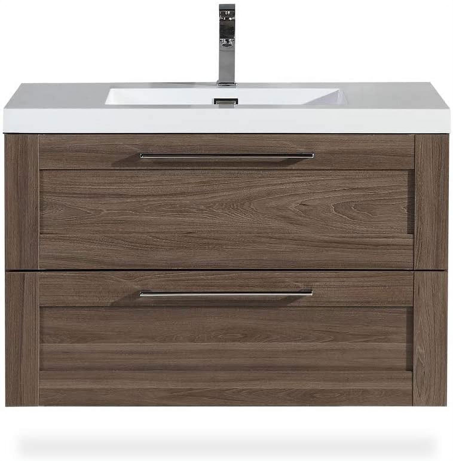 Modern 36 Inch Wall Mounted Cosmo Bathroom Vanity Elm with Sink